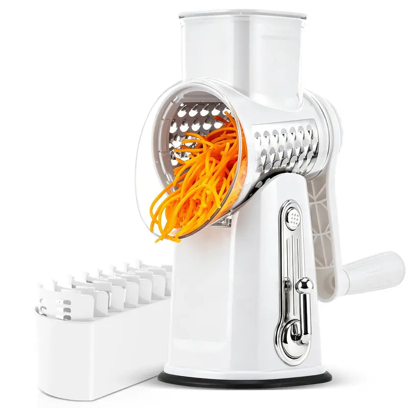 5-in-1 Rotary Vegetable Slicer & Cheese Grater – Fast, Safe, Effortless Prep