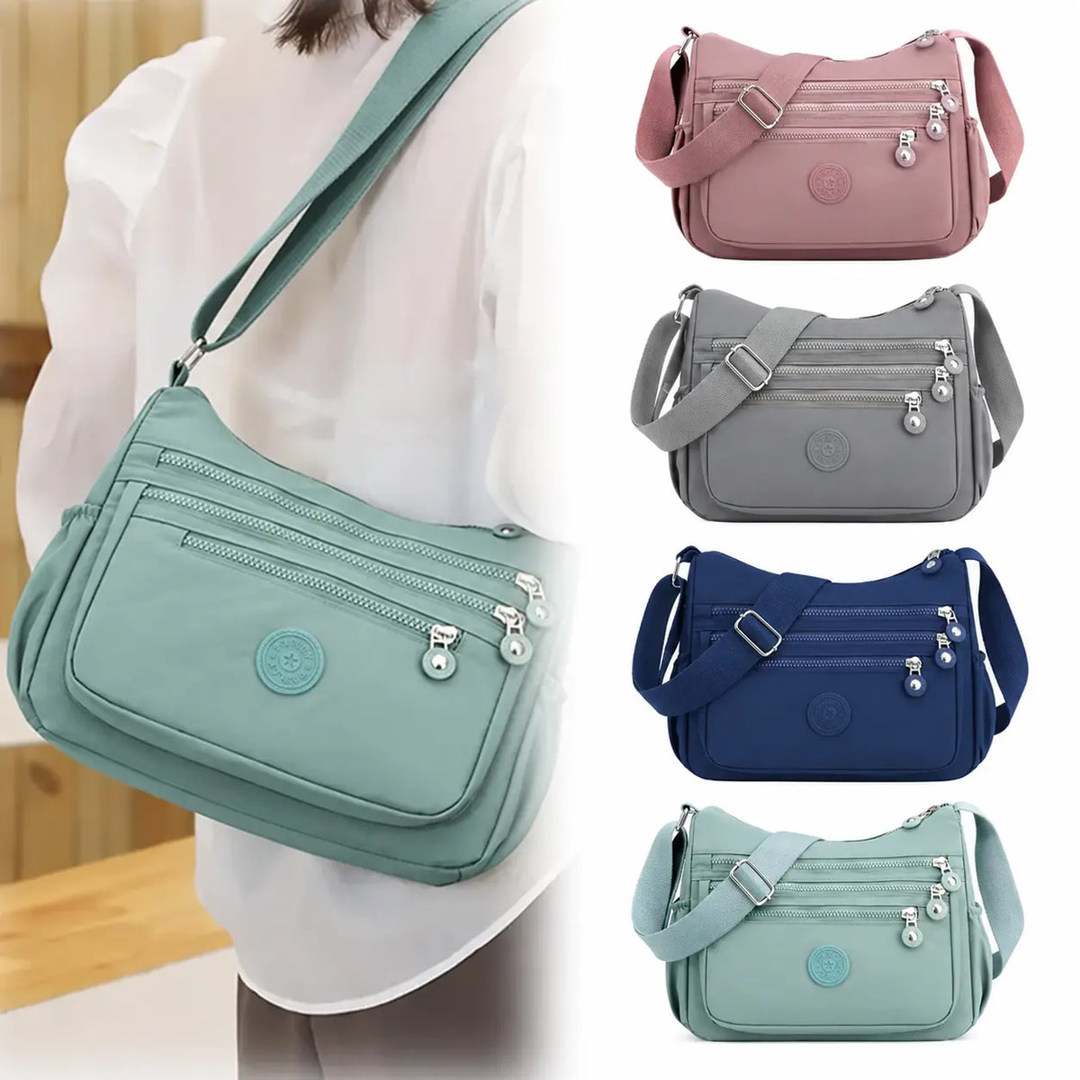 Waterproof Multi-Pocket Crossbody Bag with Ultra-Light Everyday Capacity