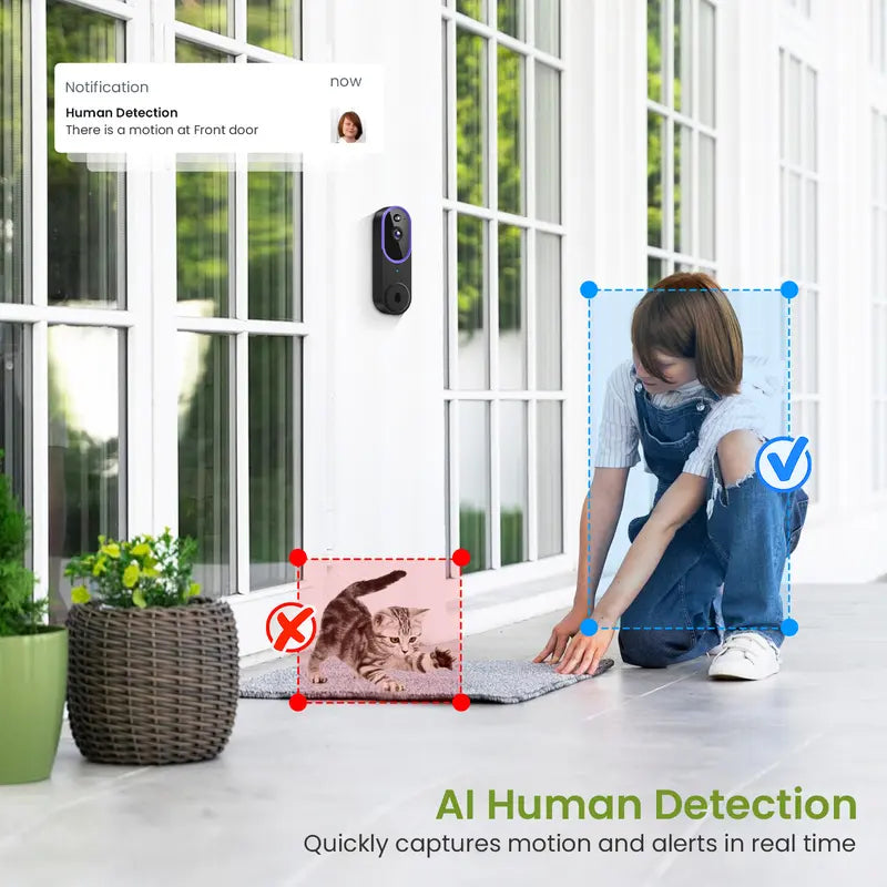 See, Hear & Protect Your Front Door from Anywhere with 1080P Smart AI Video Doorbell