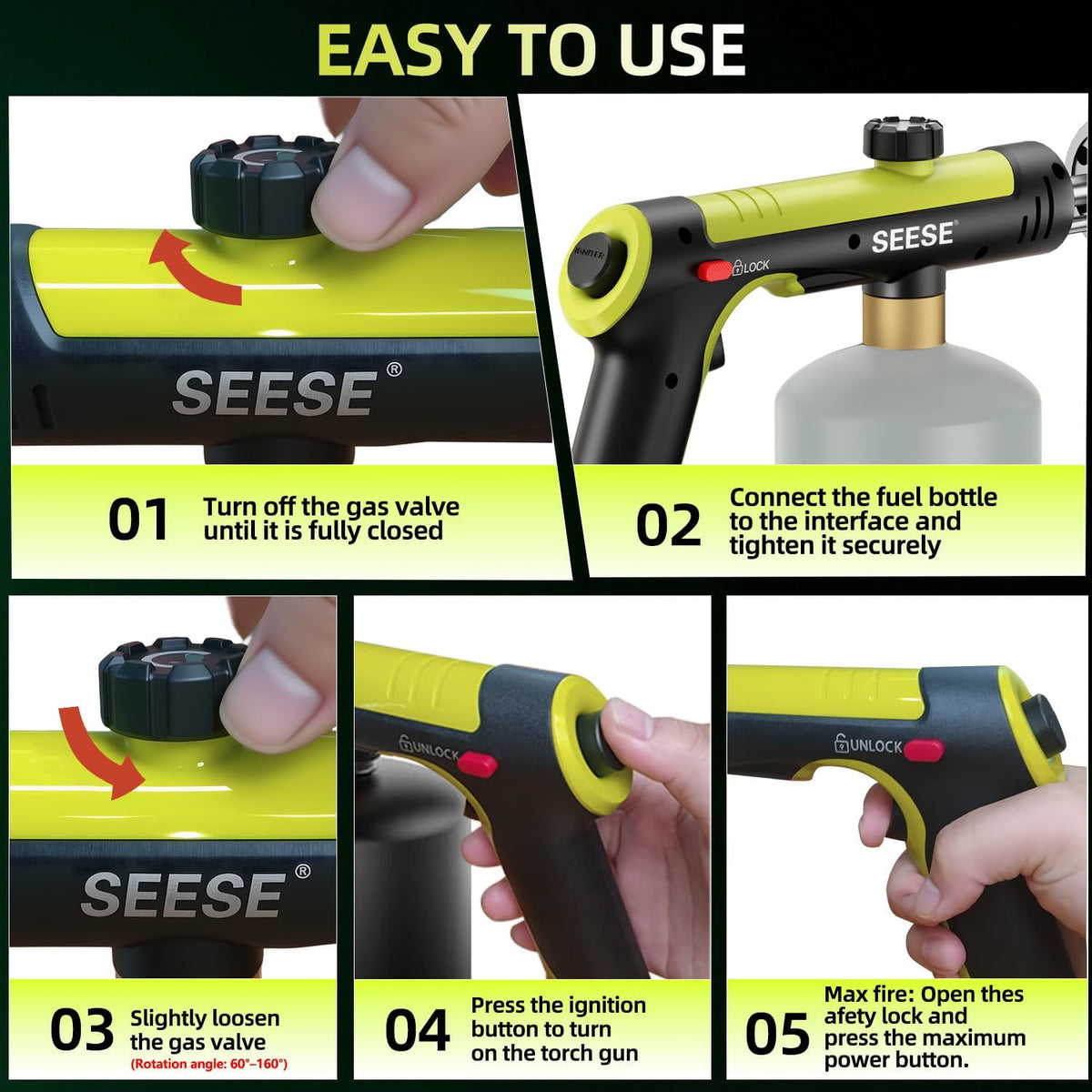 Heavy-Duty Propane Torch with One-Touch Max Turbo Fire Button