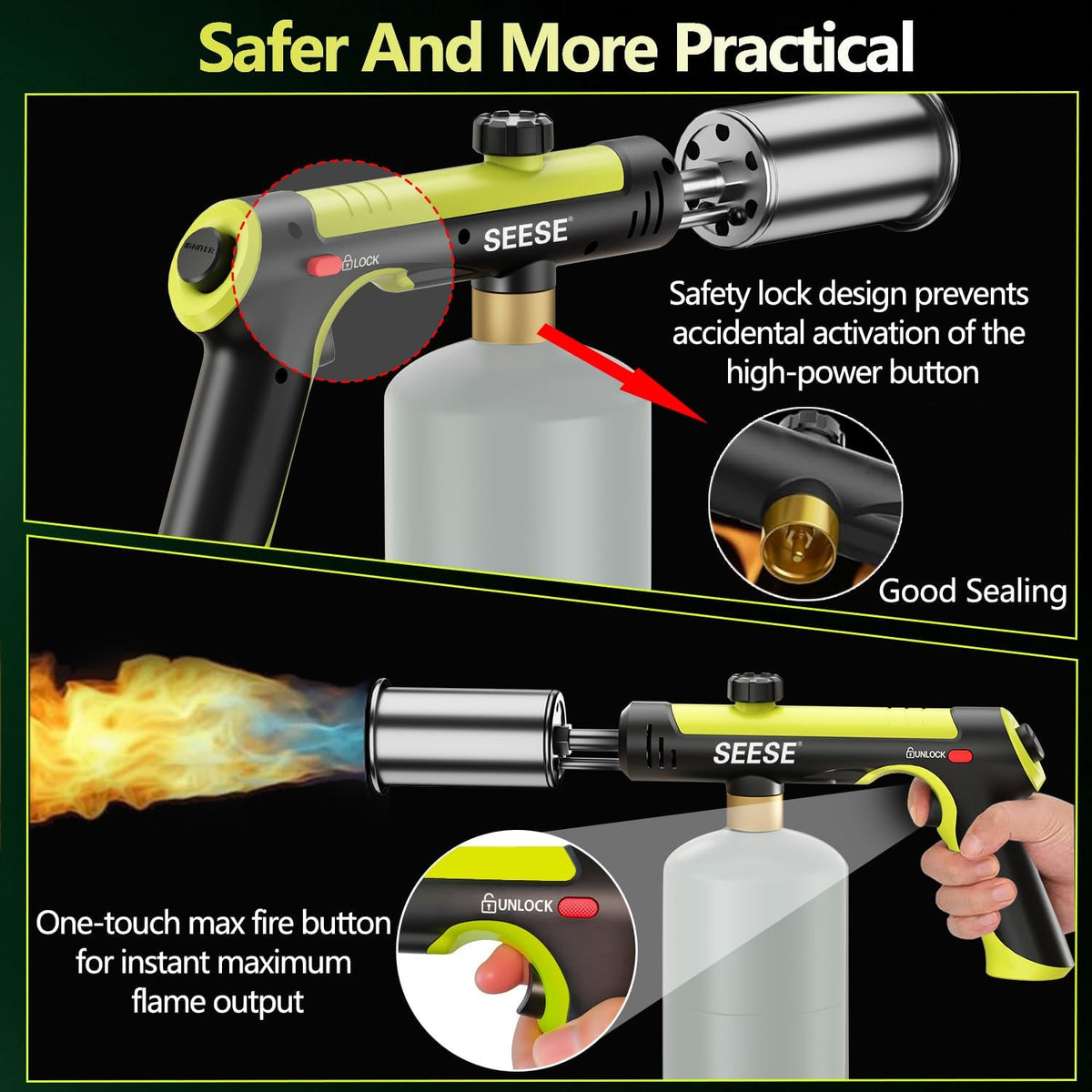 Heavy-Duty Propane Torch with One-Touch Max Turbo Fire Button