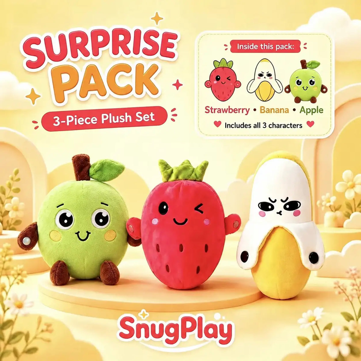 Interactive Fruit Plush Toy with Touch-Sensing Musical Sounds & Soft Skin-Touch Fabric