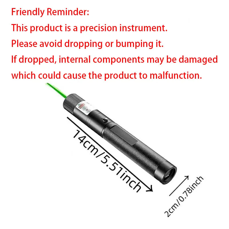 Ultra-Long-Range High-Power Green Laser Pointer with Starlight Caps