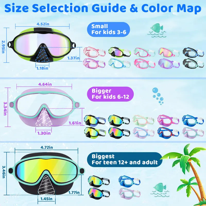 Leak-Proof Panoramic Kids Swim Mask with Soft Nose Cover