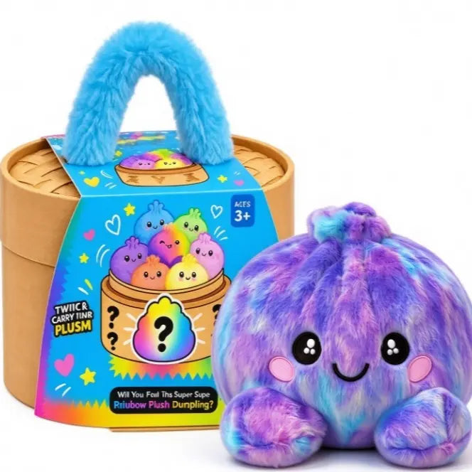 Cute Giant Rainbow Dumpling Plush Squishy With Bamboo Steamer Gift Box