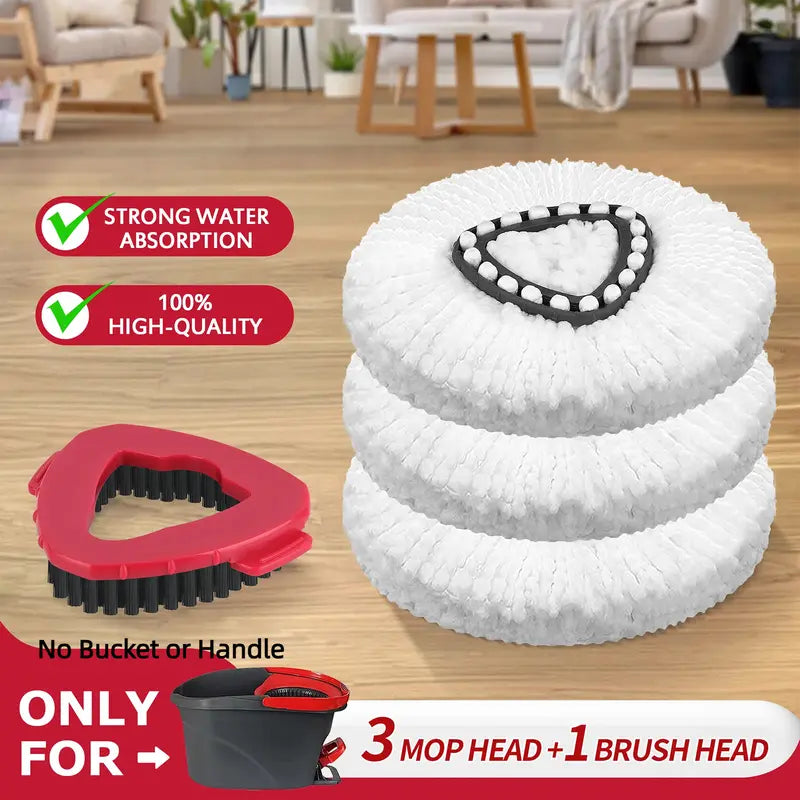 Microfiber Spin Mop Refills & Base Scrub Brush Set