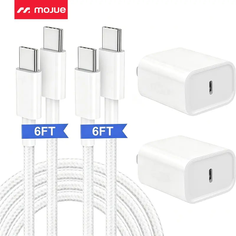Ultra Fast USB-C Wall Charger Block with 6FT Braided Cable Set