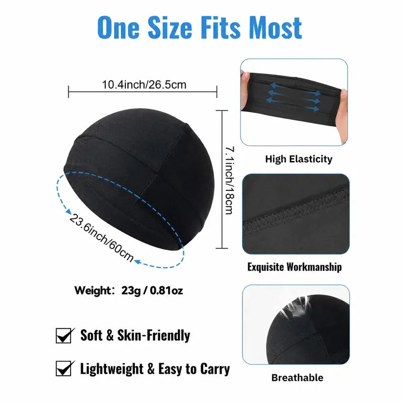 Unisex Breathable Stretchy Fitted Skull Cap Beanie | 2 Pack per Set