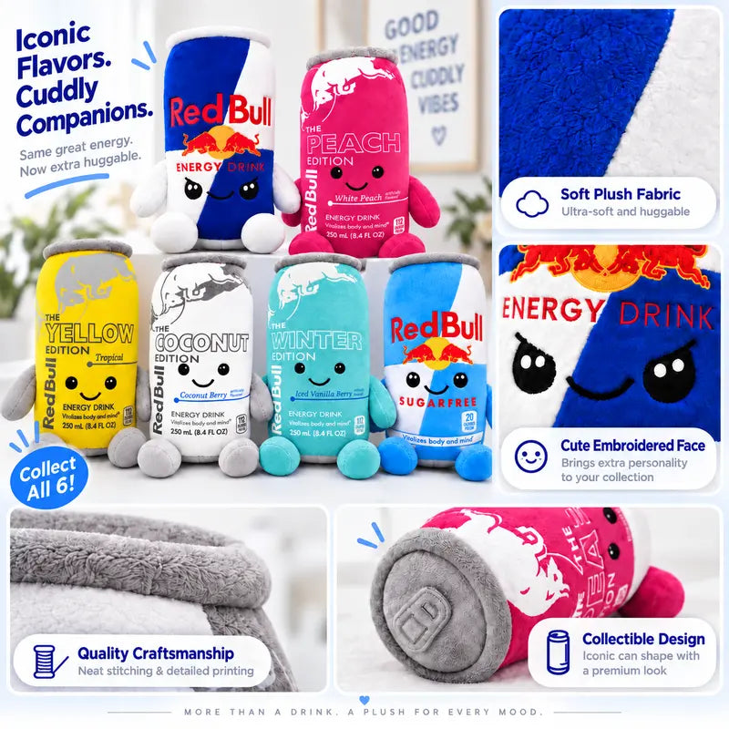 Cute Energy Drink Can Plushie Toy for Soft Desk & Bedroom Decor