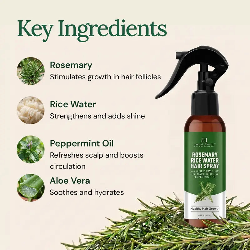 Rosemary Rice Water Spray For Stronger Fuller Hair Growth