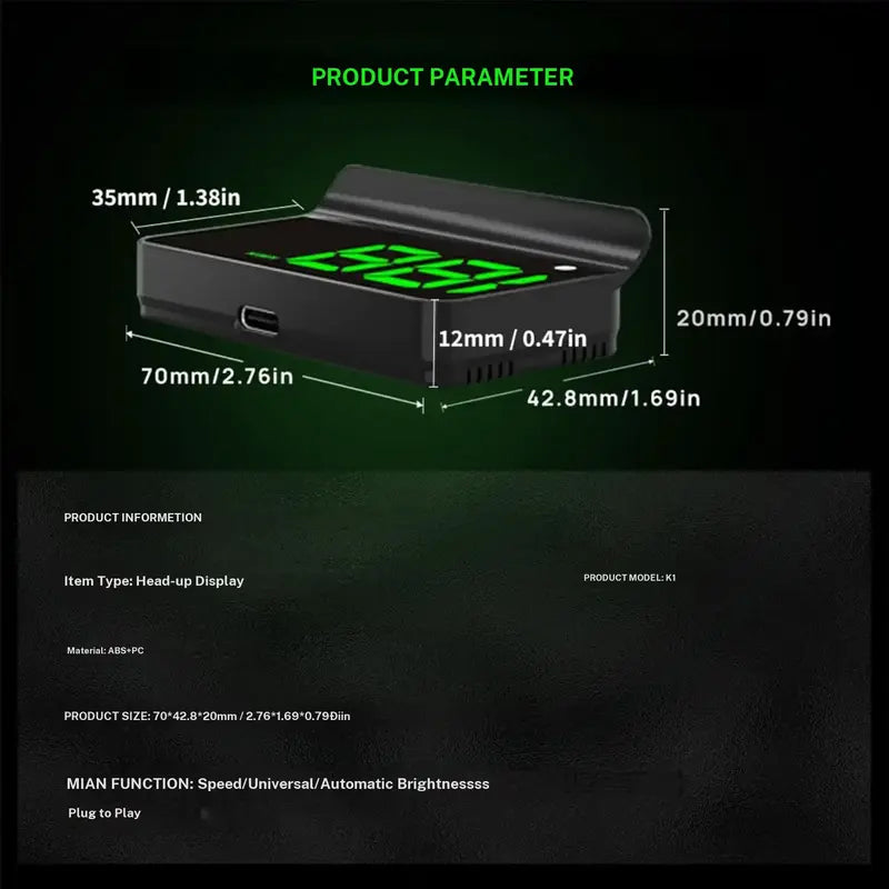 Digital Car GPS Speedometer HUD with Screen Hood