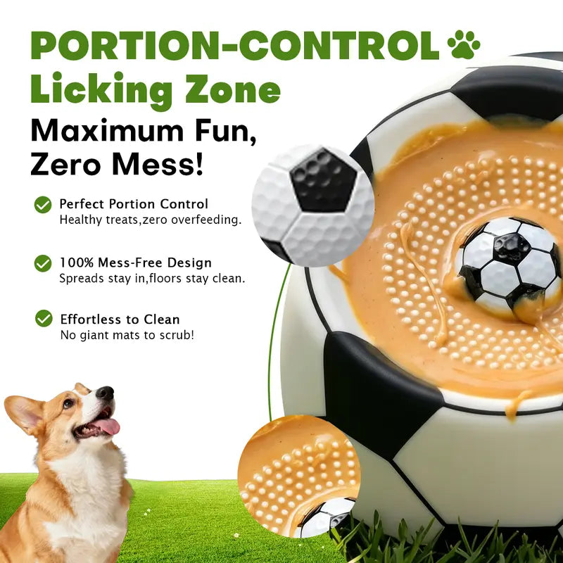 Interactive Soccer Dog Lick Bowl Slow Feeder For Anxiety Relief