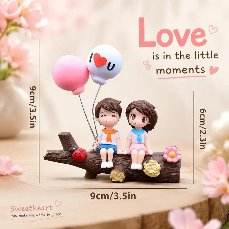 Cute Romantic Cartoon Couple Car Dashboard Ornament Figurine