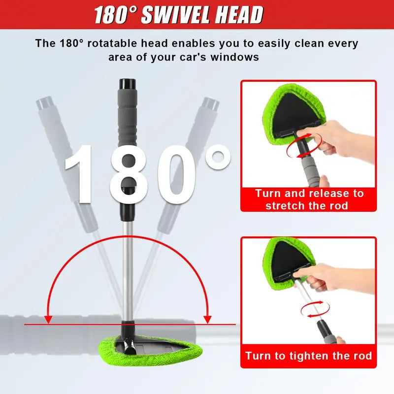Extendable Windshield Cleaning Tool & Microfiber Car Window Kit