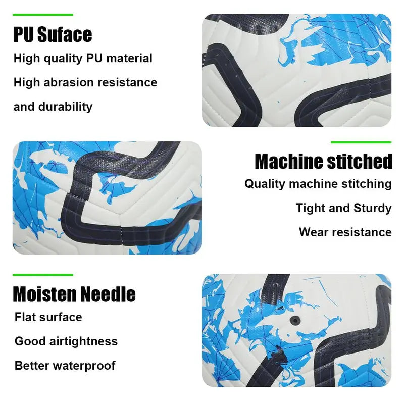 Seamless Thermal Bonded Size 5 Official Match Soccer Ball with Pump Kit
