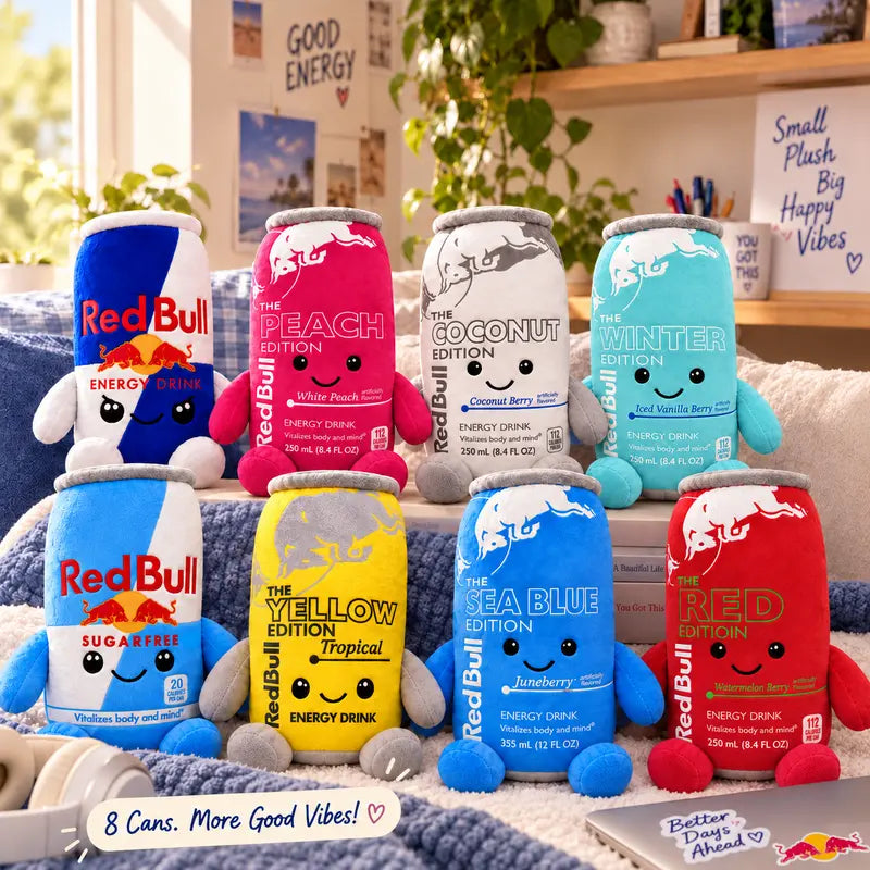 Cute Energy Drink Can Plushie Toy for Soft Desk & Bedroom Decor