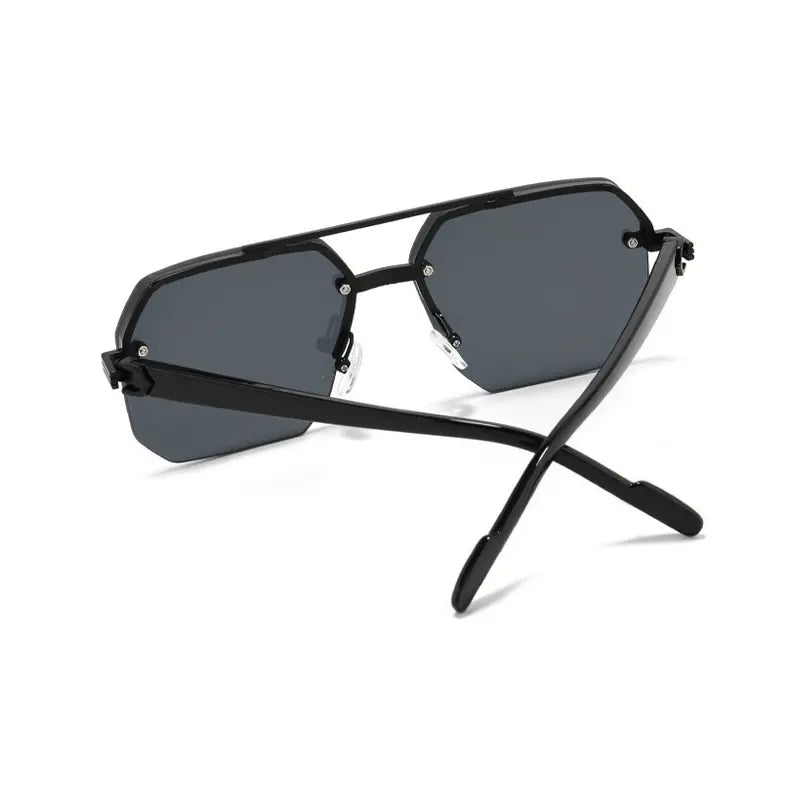 Elevate Your Aura: Rimless Geometric Double-Bridge Sunglasses