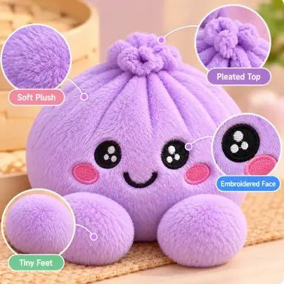 Cute Giant Rainbow Dumpling Plush Squishy With Bamboo Steamer Gift Box