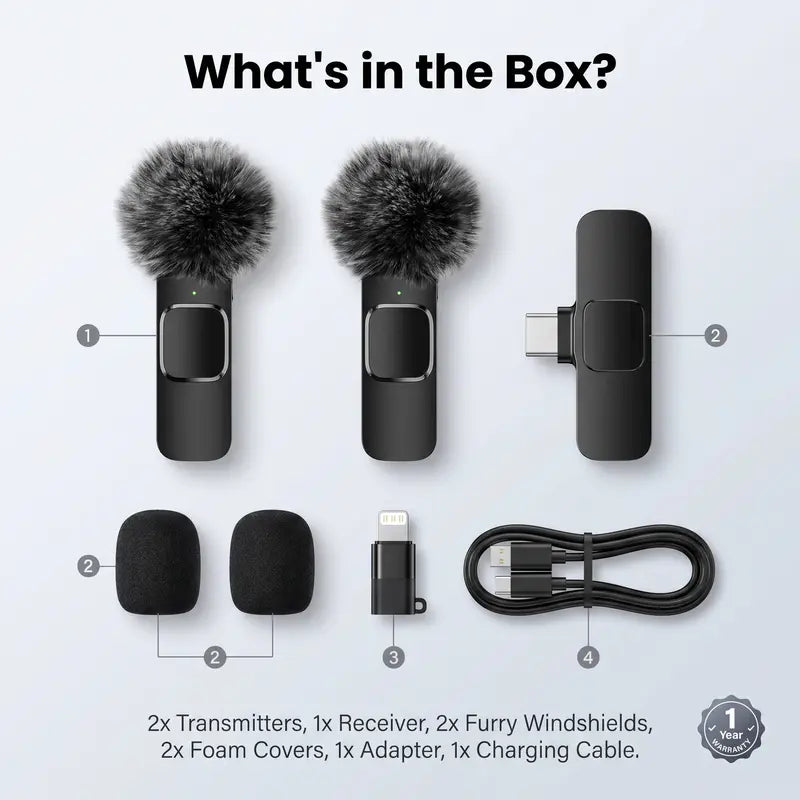 Crystal-Clear Wireless Audio for Every Video – Plug & Play Mini Lavalier Microphone