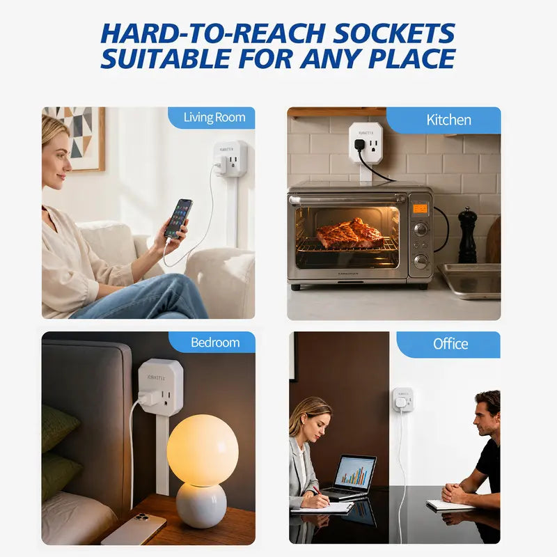 360° Rotating Telescopic Power Outlet Extender with USB Ports