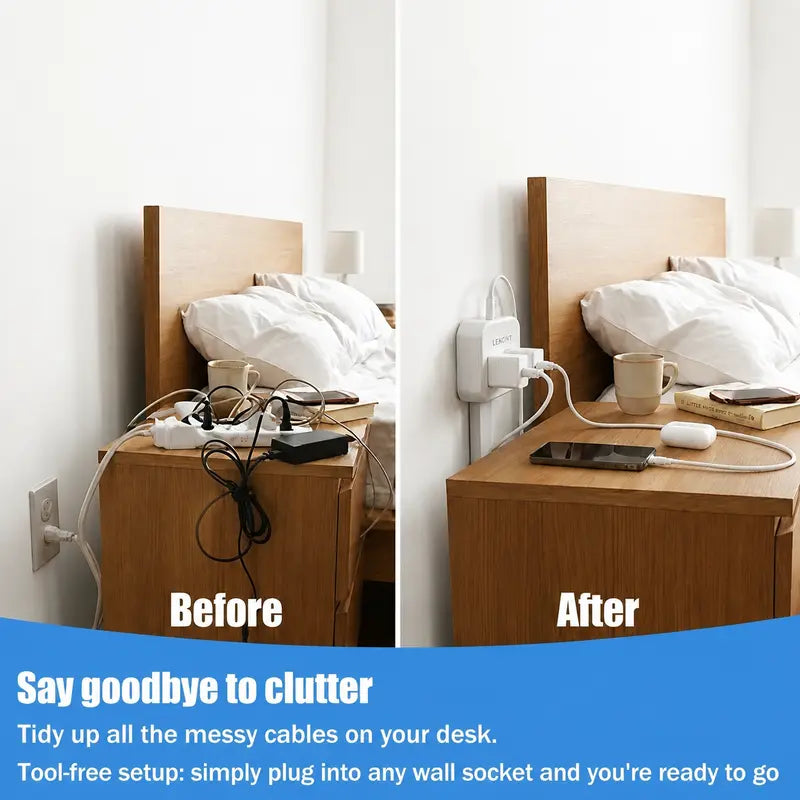 360° Rotating Telescopic Power Outlet Extender with USB Ports