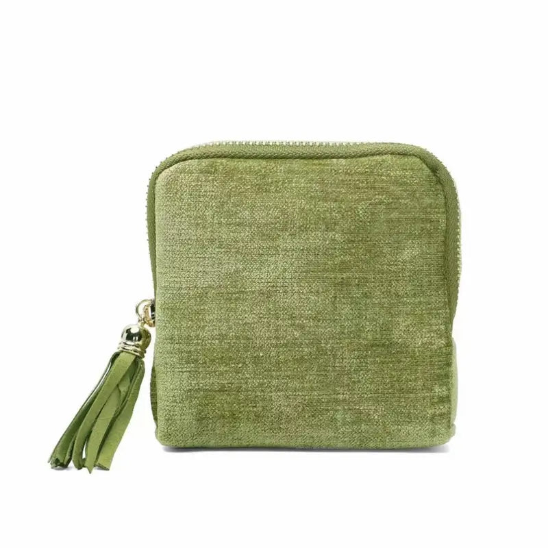 Green velvet jewelry travel case