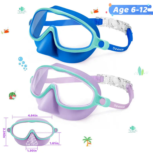 Leak-Proof Panoramic Kids Swim Mask with Soft Nose Cover