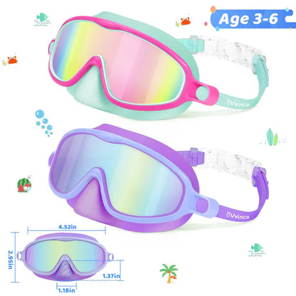 Leak-Proof Panoramic Kids Swim Mask with Soft Nose Cover