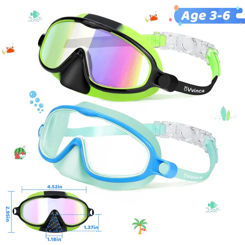 Leak-Proof Panoramic Kids Swim Mask with Soft Nose Cover