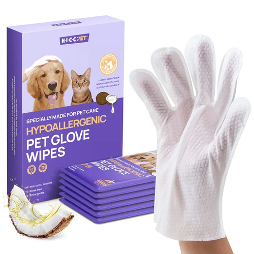 No-Rinse Deodorizing Pet Grooming Glove Wipes