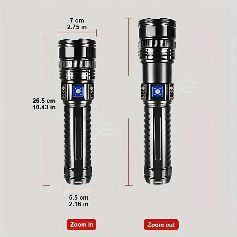 Ultra-Bright 1500M Rechargeable Flashlight with Emergency Power Bank