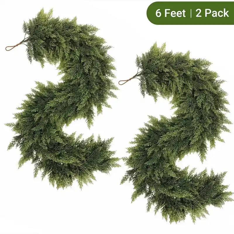 Real-Touch Artificial Cedar Garland for Christmas Decor