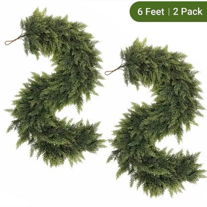 Real-Touch Artificial Cedar Garland for Christmas Decor