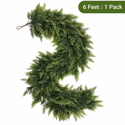 Real-Touch Artificial Cedar Garland for Christmas Decor