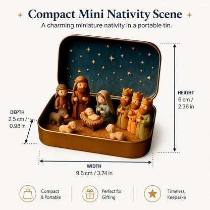 Mini Christmas Nativity Set in Pocket Keepsake Tin