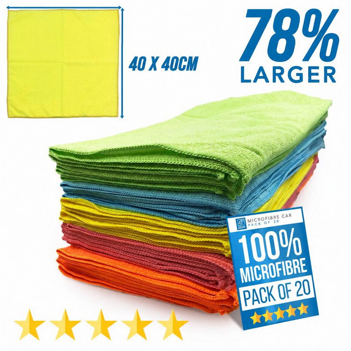 Ultimate 40x40cm Ultra-Absorbent Microfibre Cleaning Cloths Set