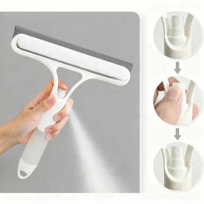 3-in-1 Window Cleaner Squeegee with Built-in Spray & Microfiber Scrubber