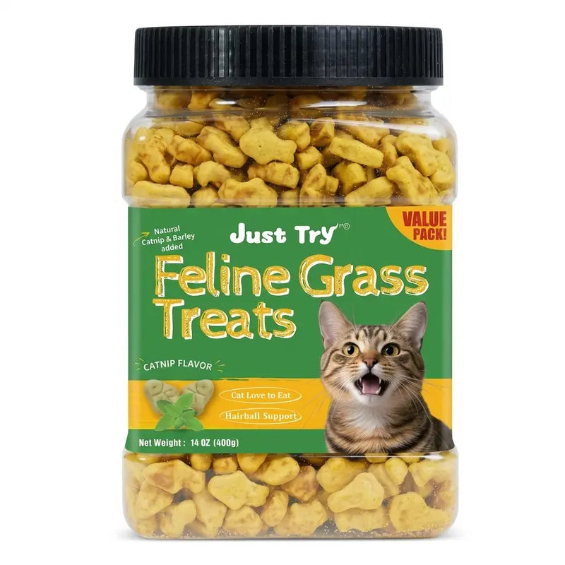 Natural Cat Grass Treats for Hairball Control & Digestive Health
