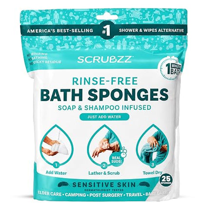 Instant Rinse-Free Bathing Sponges – Clean Anywhere in 1 Minute