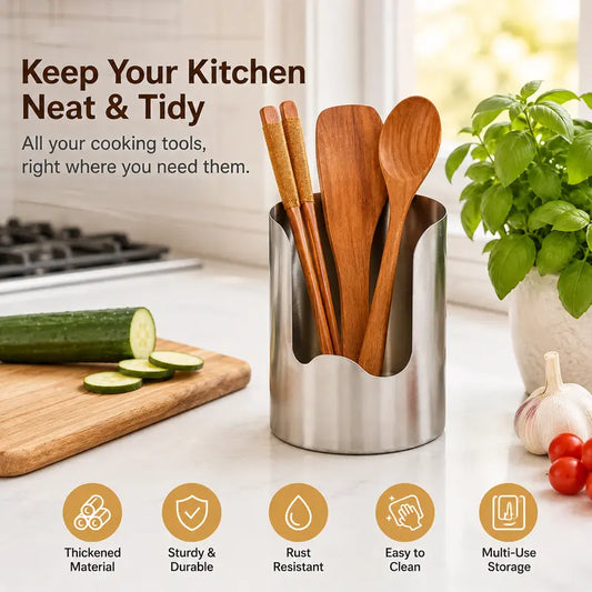Heavy-Duty Stainless Steel Utensil Holder – Open Front Access