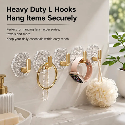 Heavy-Duty Crystal L-Hooks: Drill-Free Wall Organization