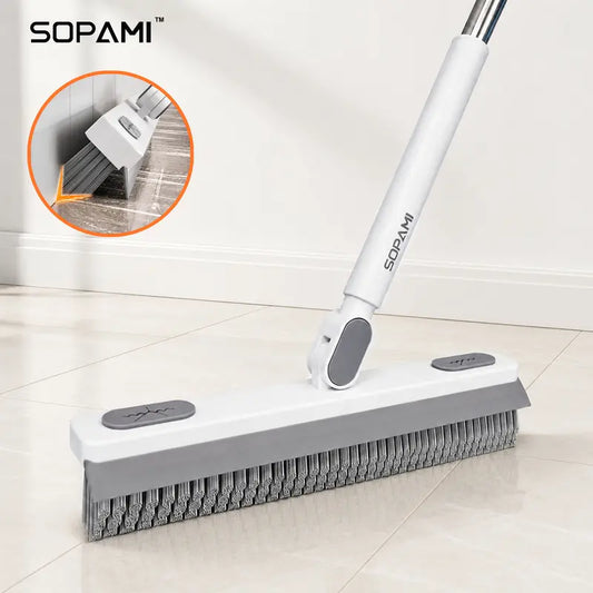 180° Rotating Gap & Crevice Floor Scrub Brush with Squeegee