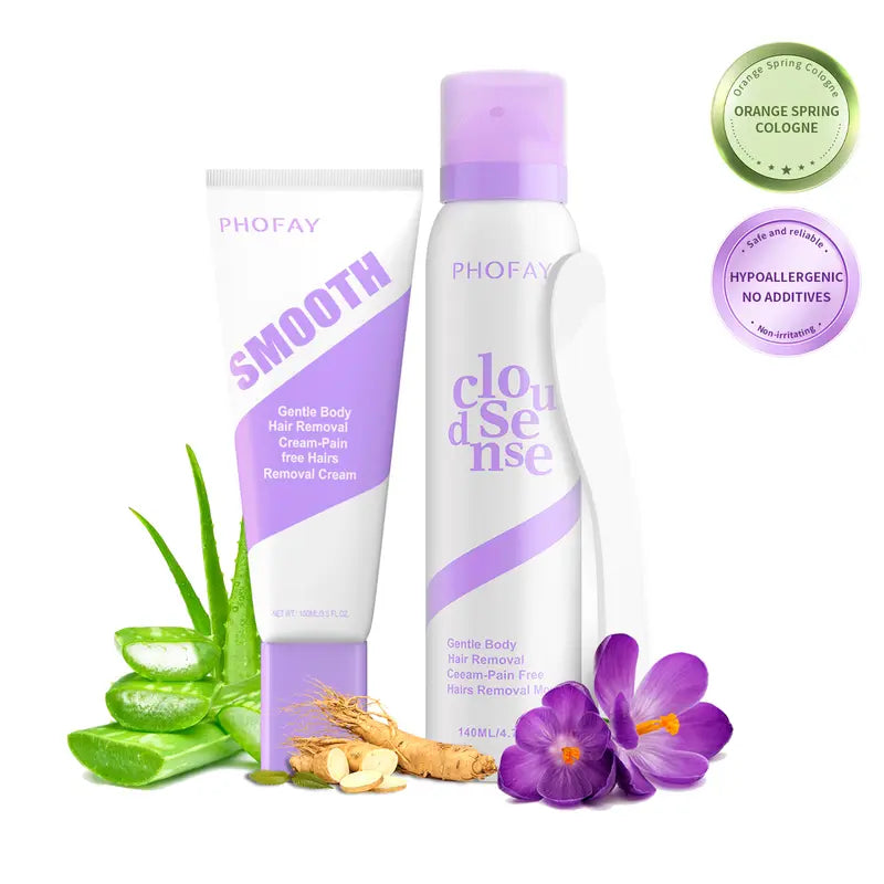 Pain-Free Gentle Hair Removal Spray & Cream Duo for Silky Smooth Skin