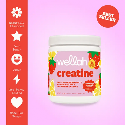 Pure Creatine Monohydrate Powder with Dandelion & Cranberry – Strawberry Lemonade Flavor
