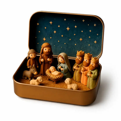 Mini Christmas Nativity Set in Pocket Keepsake Tin