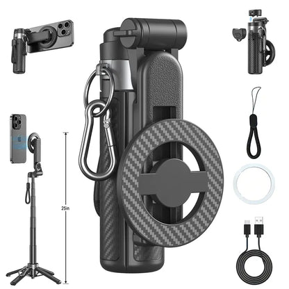 Magnetic 360° Rotatable Selfie Stick Tripod with Wireless Remote & Extendable Stand