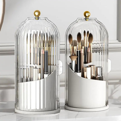 360° Rotating Dustproof Makeup Brush & Vanity Organizer