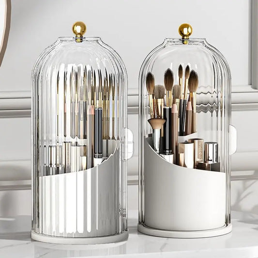 360° Rotating Dustproof Makeup Brush & Vanity Organizer