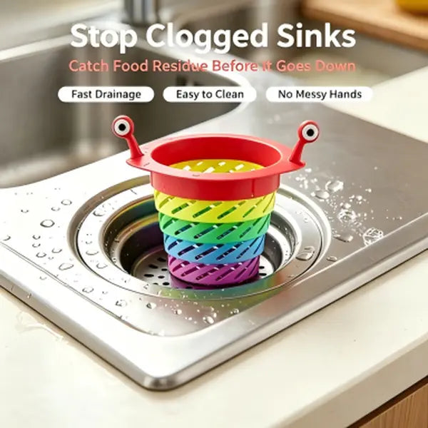 Expandable Rainbow Kitchen Sink Strainer – Catch Food Residue & Prevent Clogged Drains