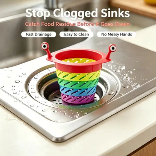 Expandable Rainbow Kitchen Sink Strainer – Catch Food Residue & Prevent Clogged Drains